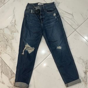 Dark jeans with front ripped